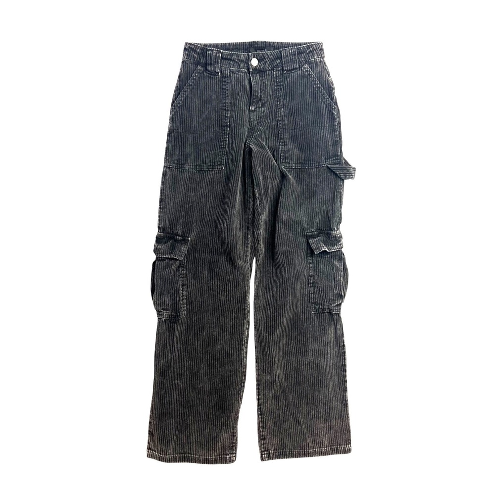 Forever 21 Corduroy Cargo Pants Size XS Faded Black Streetwear Hip Hop Baggie